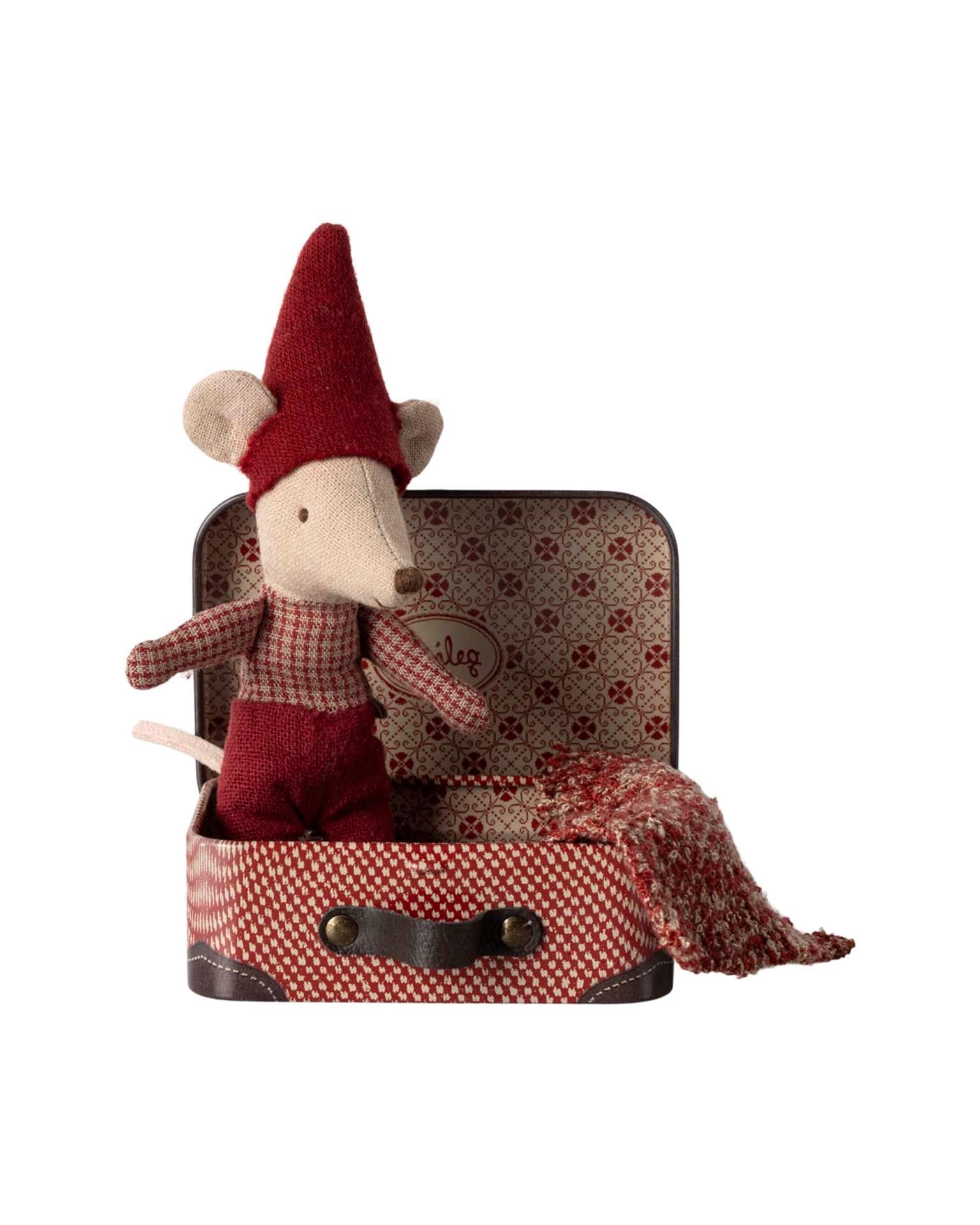 Maileg Baby Christmas Mouse In Suitcase