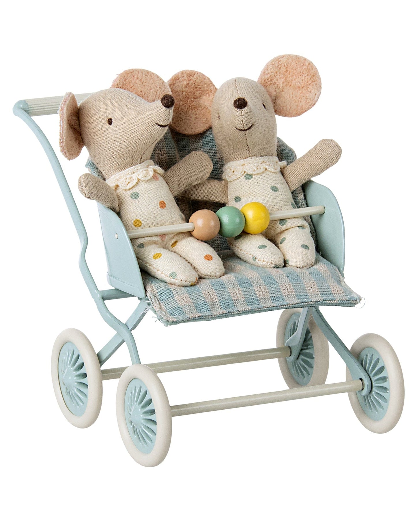 Maileg Baby Mice Stroller In Mint