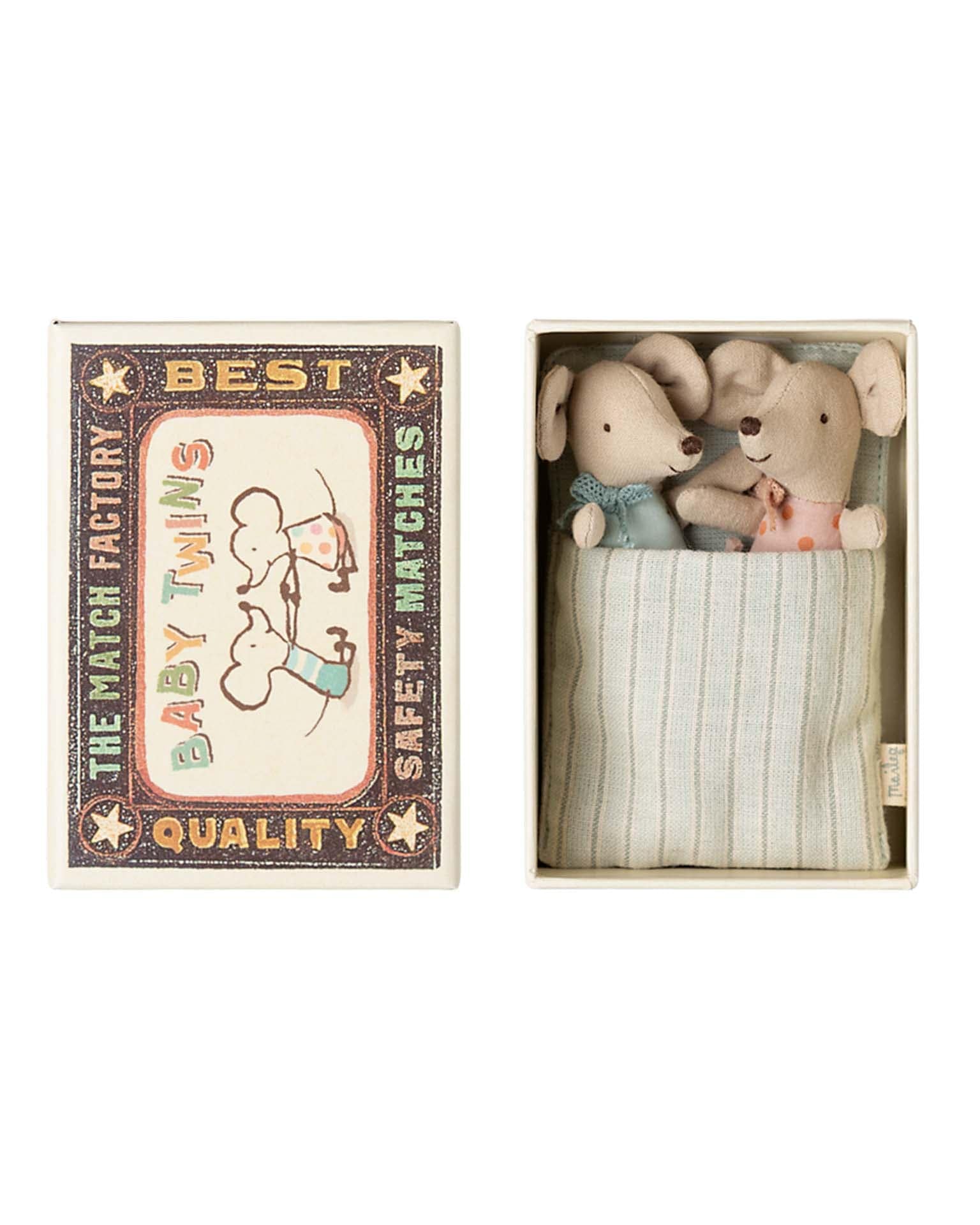 Maileg Baby Mice Twins In Matchbox