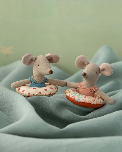 Maileg Little Sister Beach Mouse With Float In Flower