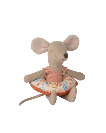 Maileg Little Sister Beach Mouse With Float In Flower