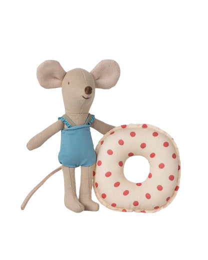 Maileg Little Sister Beach Mouse With Float In Red Dot
