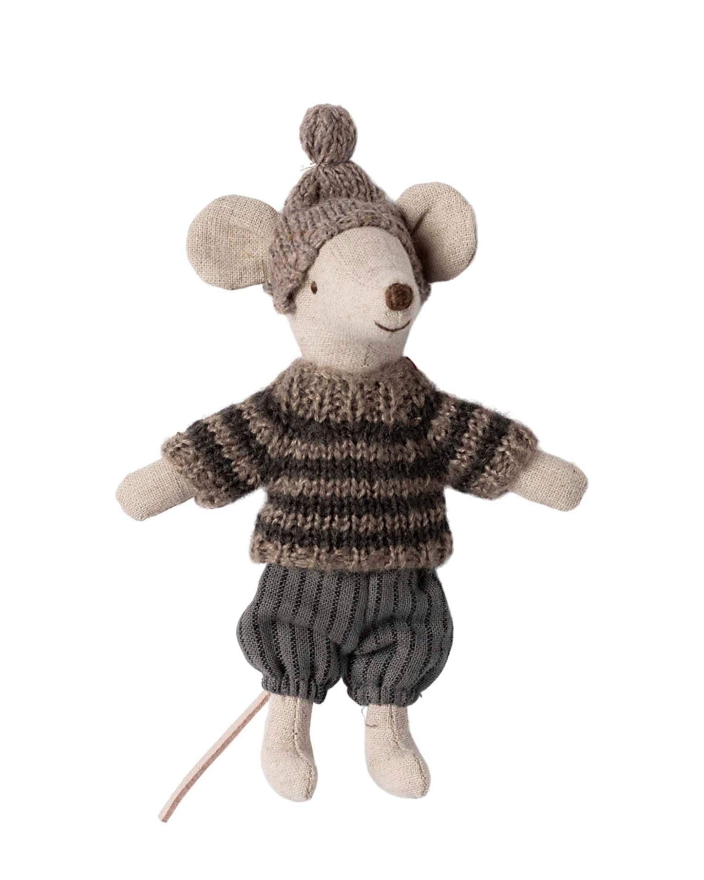 Maileg Big Brother Winter Mouse With Ski Set In Grey