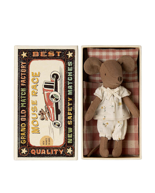 Maileg Big Sister Mouse In Matchbox Yellow Flowers