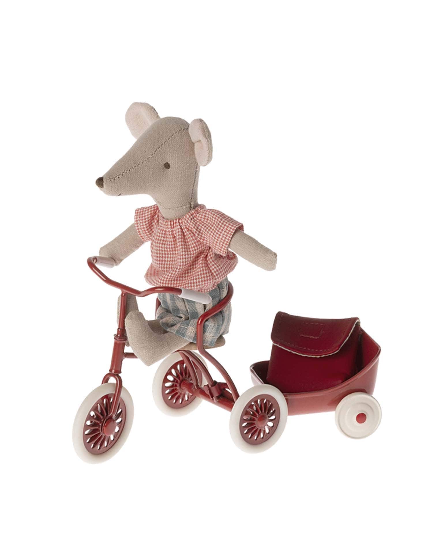Maileg Big Sister Tricycle Mouse In Red