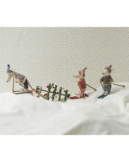 Maileg Big Sister Winter Mouse With Ski Set In Rose