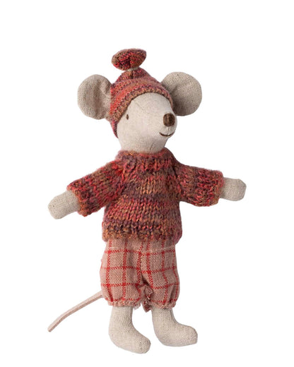 Maileg Big Sister Winter Mouse With Ski Set In Rose
