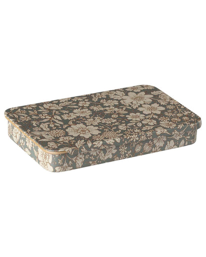 Maileg Blossom Metal Box W/ Sliding Lid In Blue