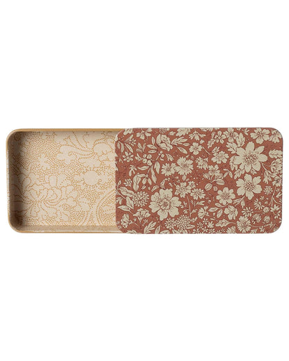 Maileg Blossom Metal Box W/ Sliding Lid In Heather