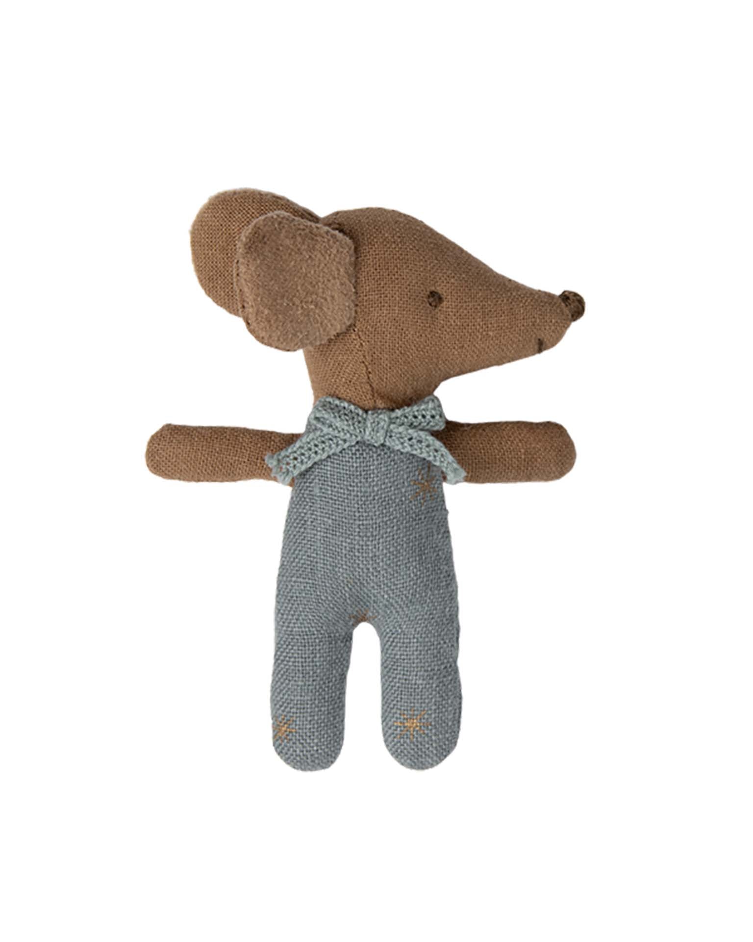 Maileg Blue Sleepy/wakey Baby Mouse In Matchbox