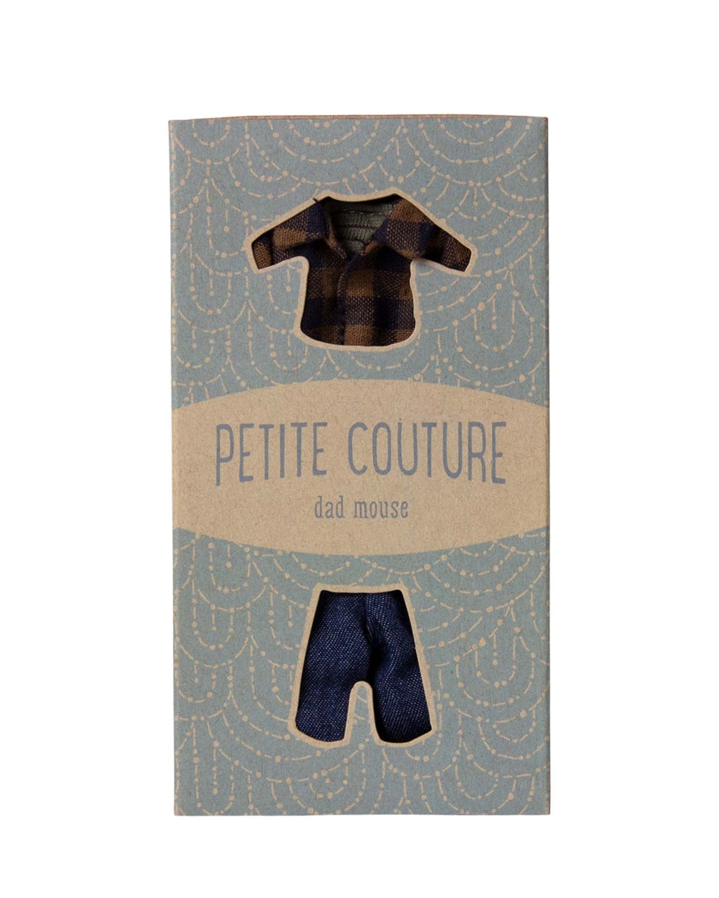 Maileg Brown Checked Shirt + Pants For Dad Mouse