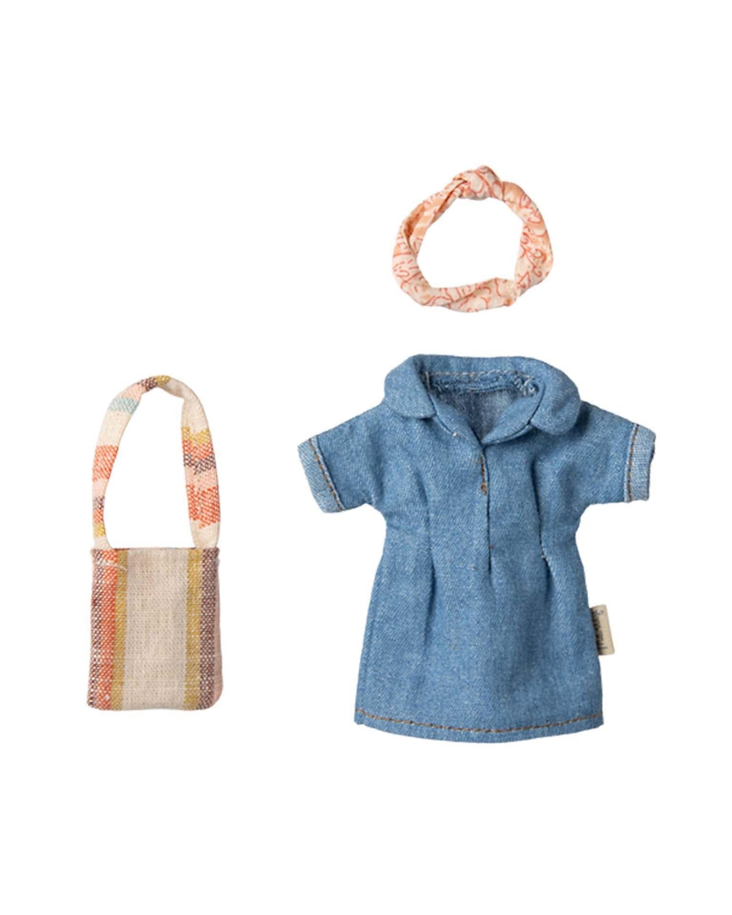 Maileg Denim Dress And Bag, Mum Mouse