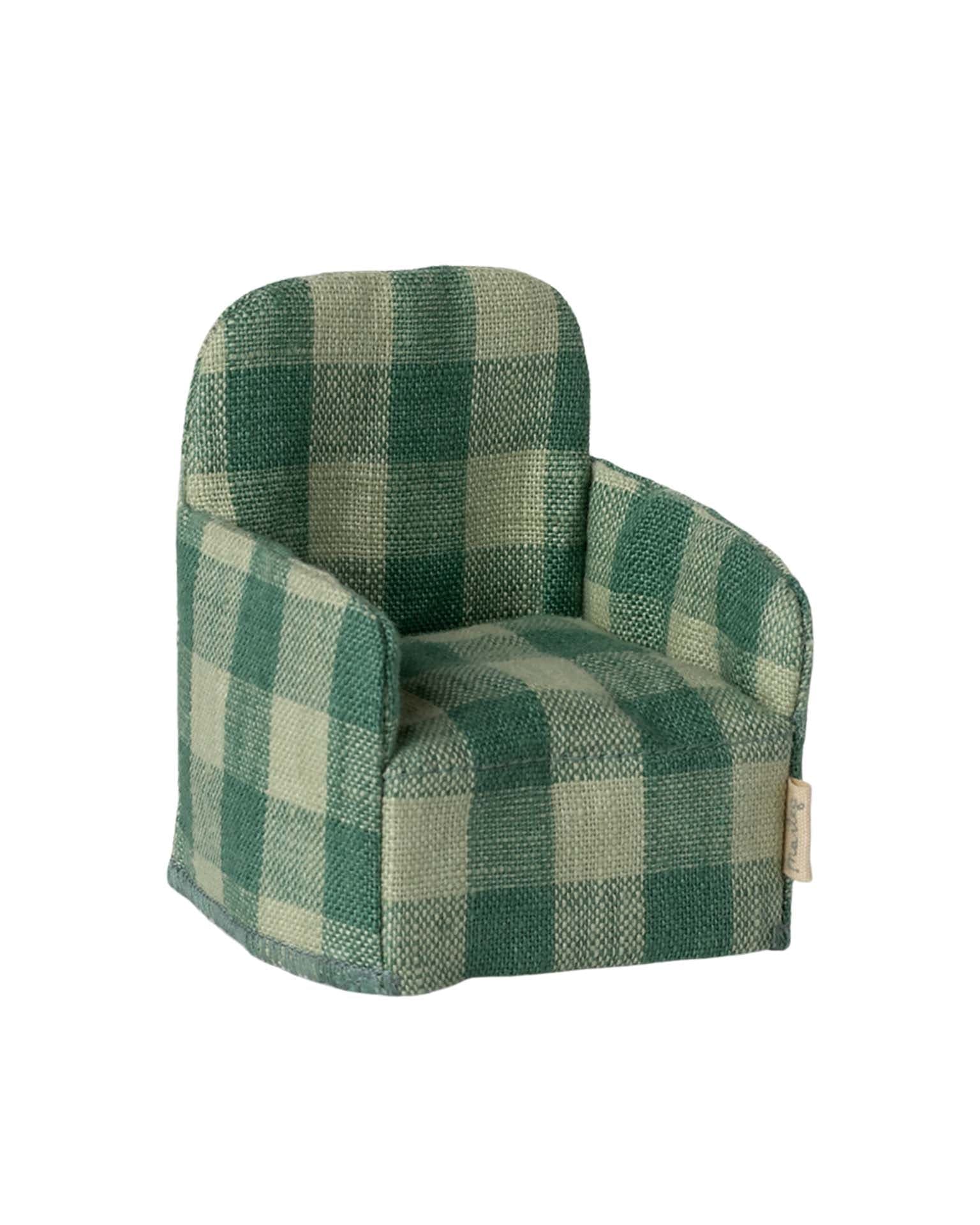 Maileg Folding Chair, Mouse - Green Check