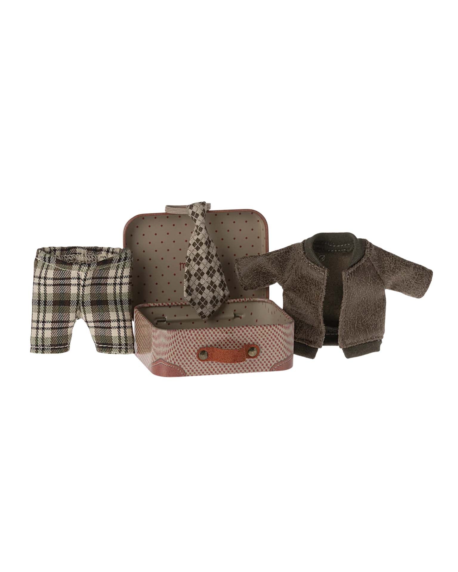 Maileg Jacket, Pants + Tie In Suitcase For Grandpa Mouse