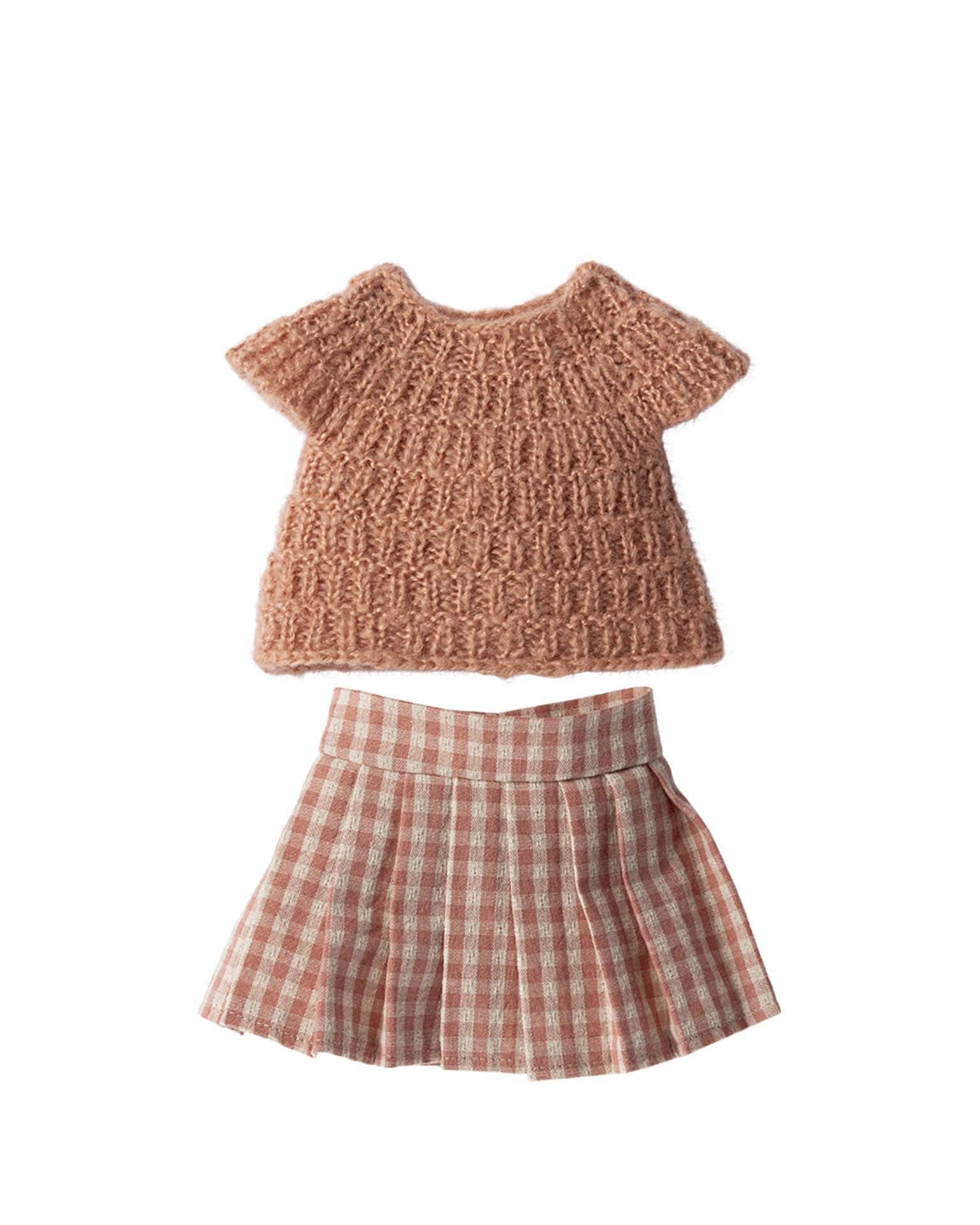 Maileg Knitted Shirt + Skirt In Size 3