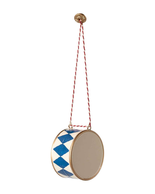 Maileg Large Drum Metal Ornament In Dark Blue