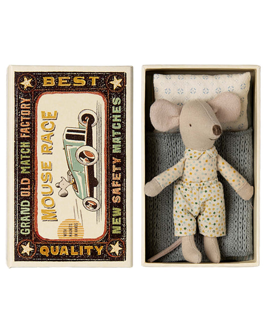 Maileg Little Brother Mouse In Matchbox Polka Dots