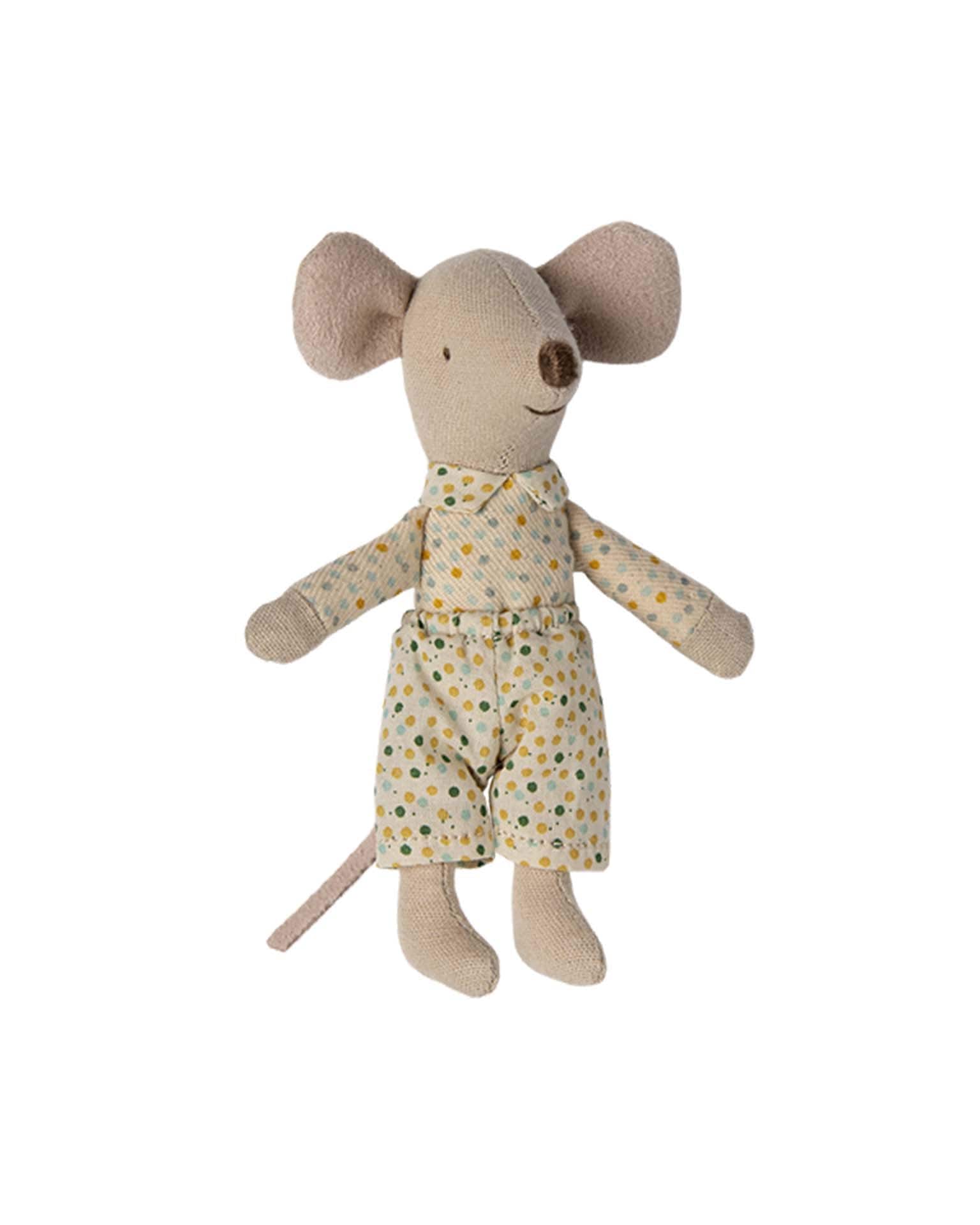 Maileg Little Brother Mouse In Matchbox Polka Dots