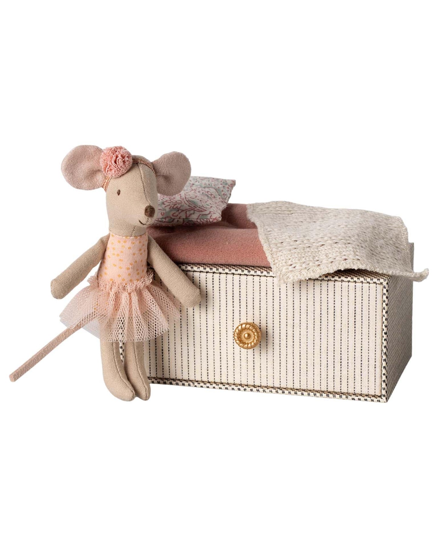 Maileg Little Sister Dance Mouse In Daybed