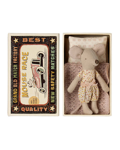Maileg Little Sister Mouse In Matchbox Polka Dots