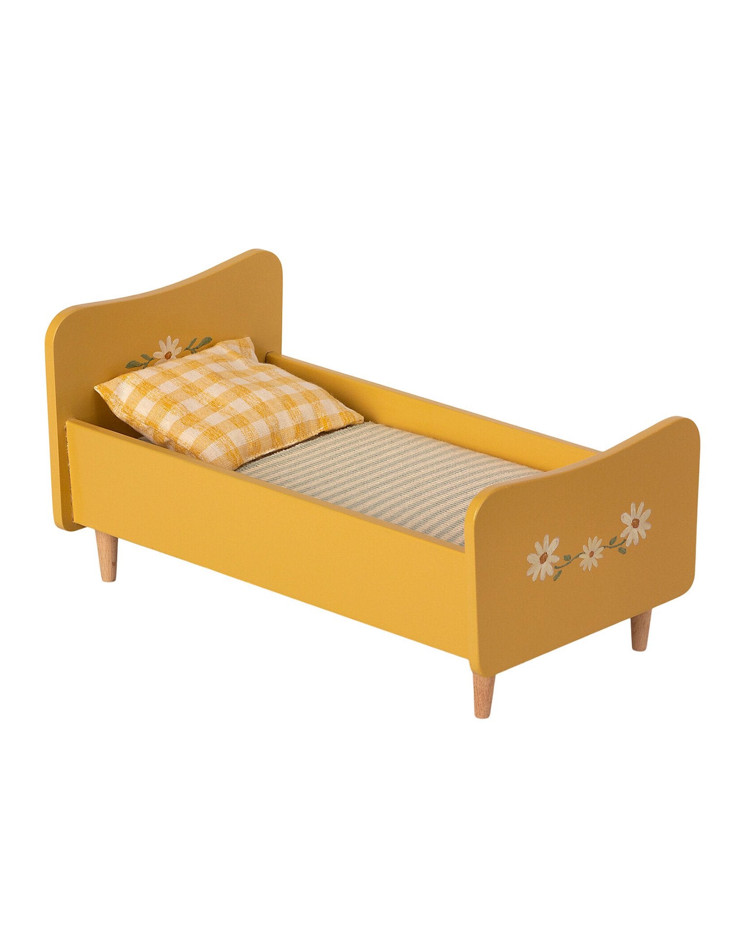 Maileg Mini Wooden Bed In Yellow