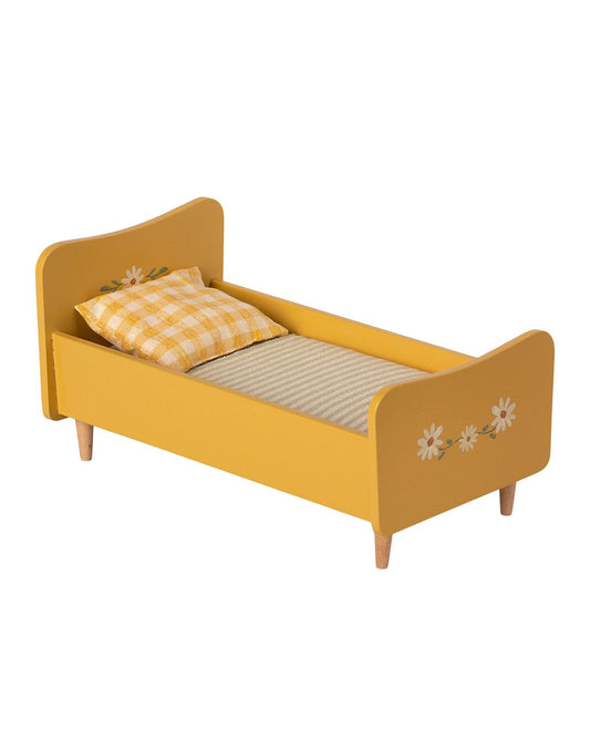 Maileg Mini Wooden Bed In Yellow