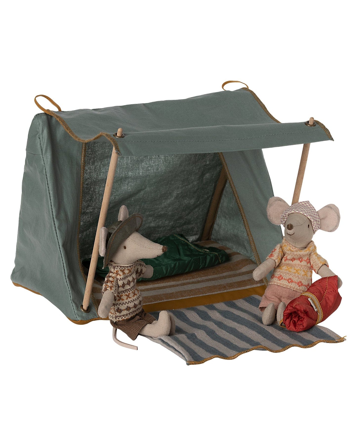 Maileg Mouse Happy Camper Tent With Striped Blankets