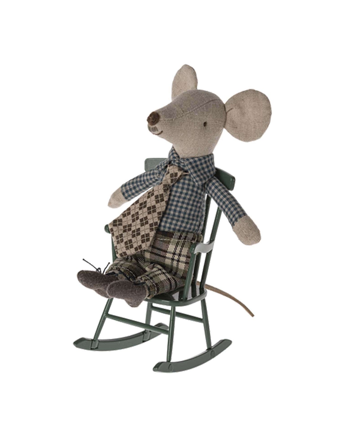 Maileg Mouse Rocking Chair In Dark Green