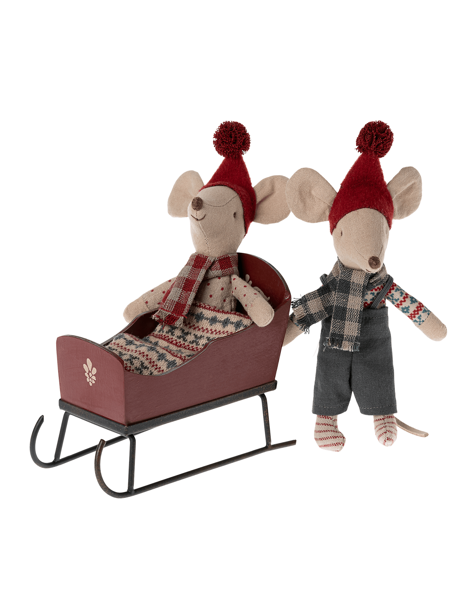 Maileg Mouse Sleigh In Red