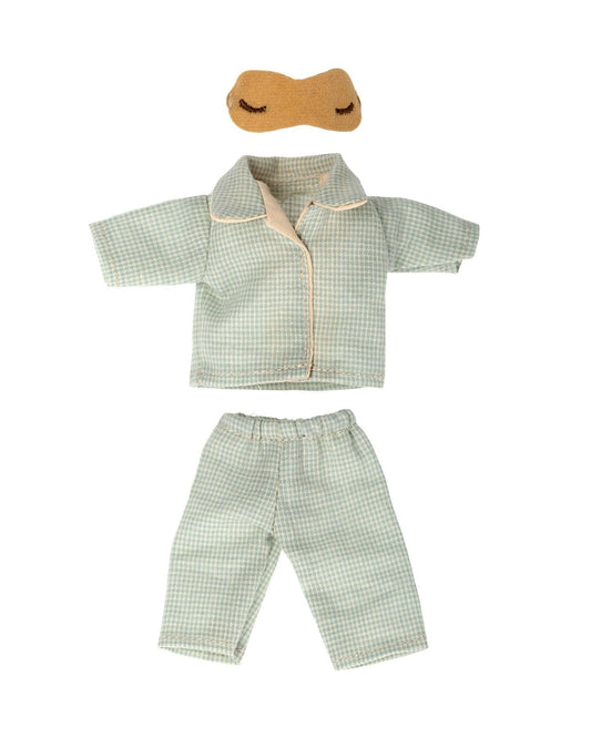 Maileg Pyjamas For Dad Mouse In Blue Check