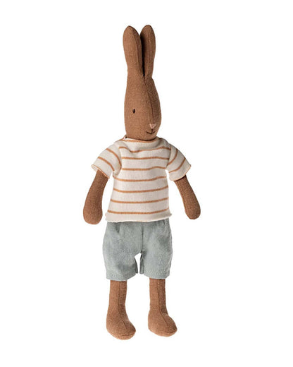 Maileg Rabbit Size 1 In Striped Blouse + Shorts