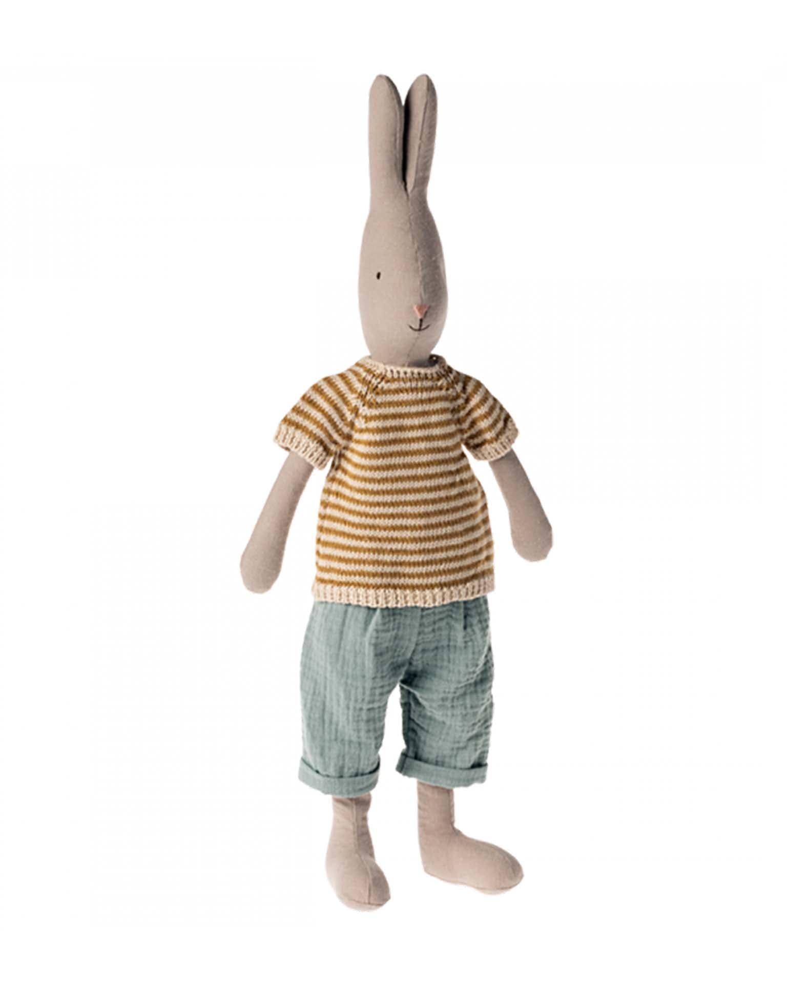 Maileg Rabbit Size 3 In Classic Knitted Shirt + Pants