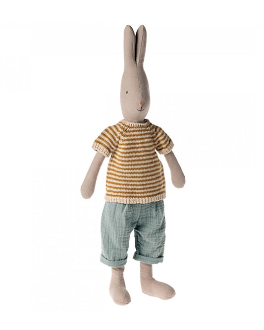 Maileg Rabbit Size 3 In Classic Knitted Shirt + Pants