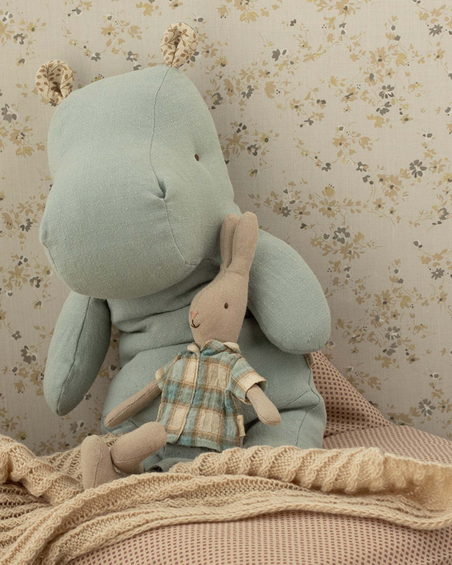 Maileg Safari Friends Medium Hippo In Blue Grey