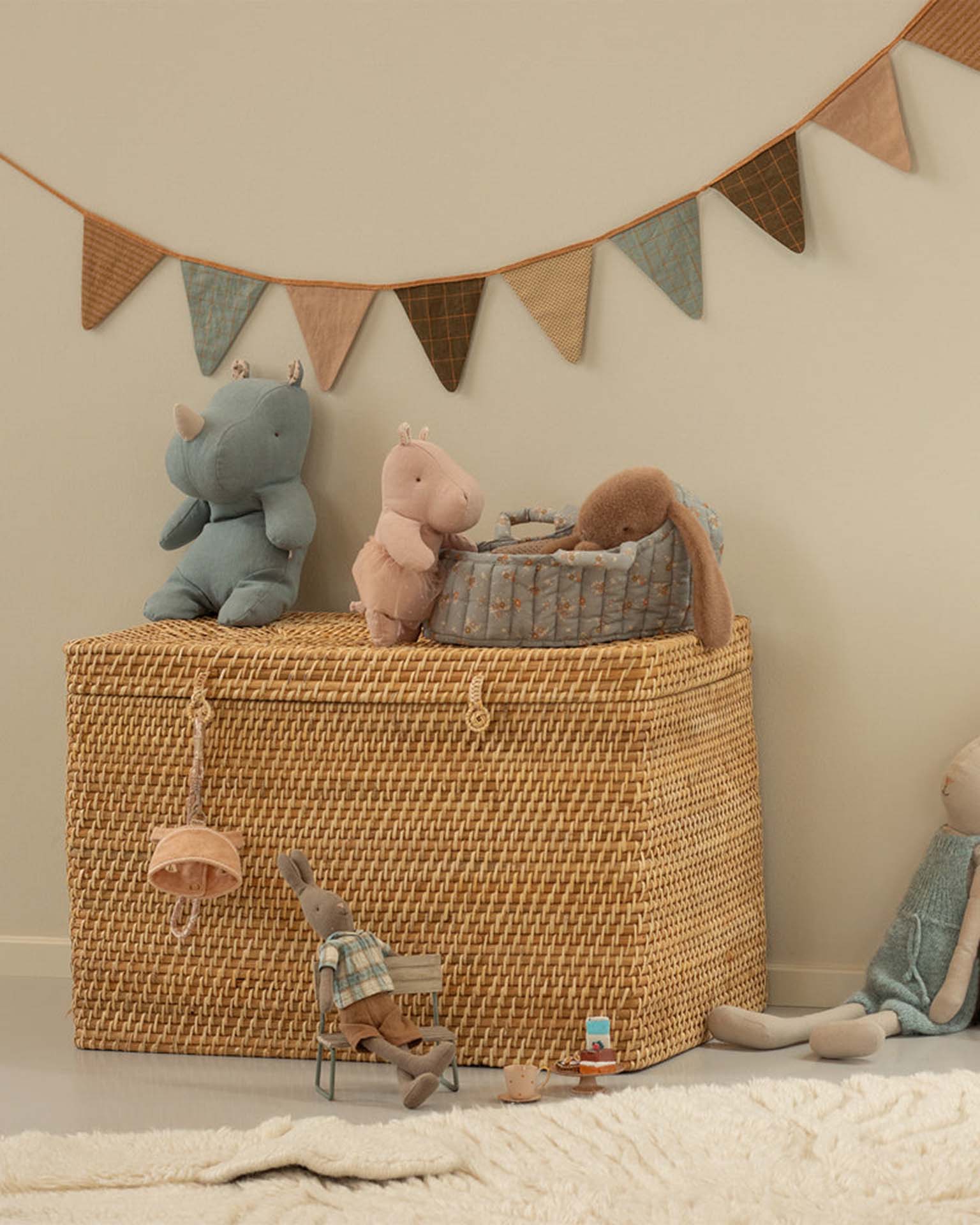 Maileg Small Hippo With Skirt In Soft Rose