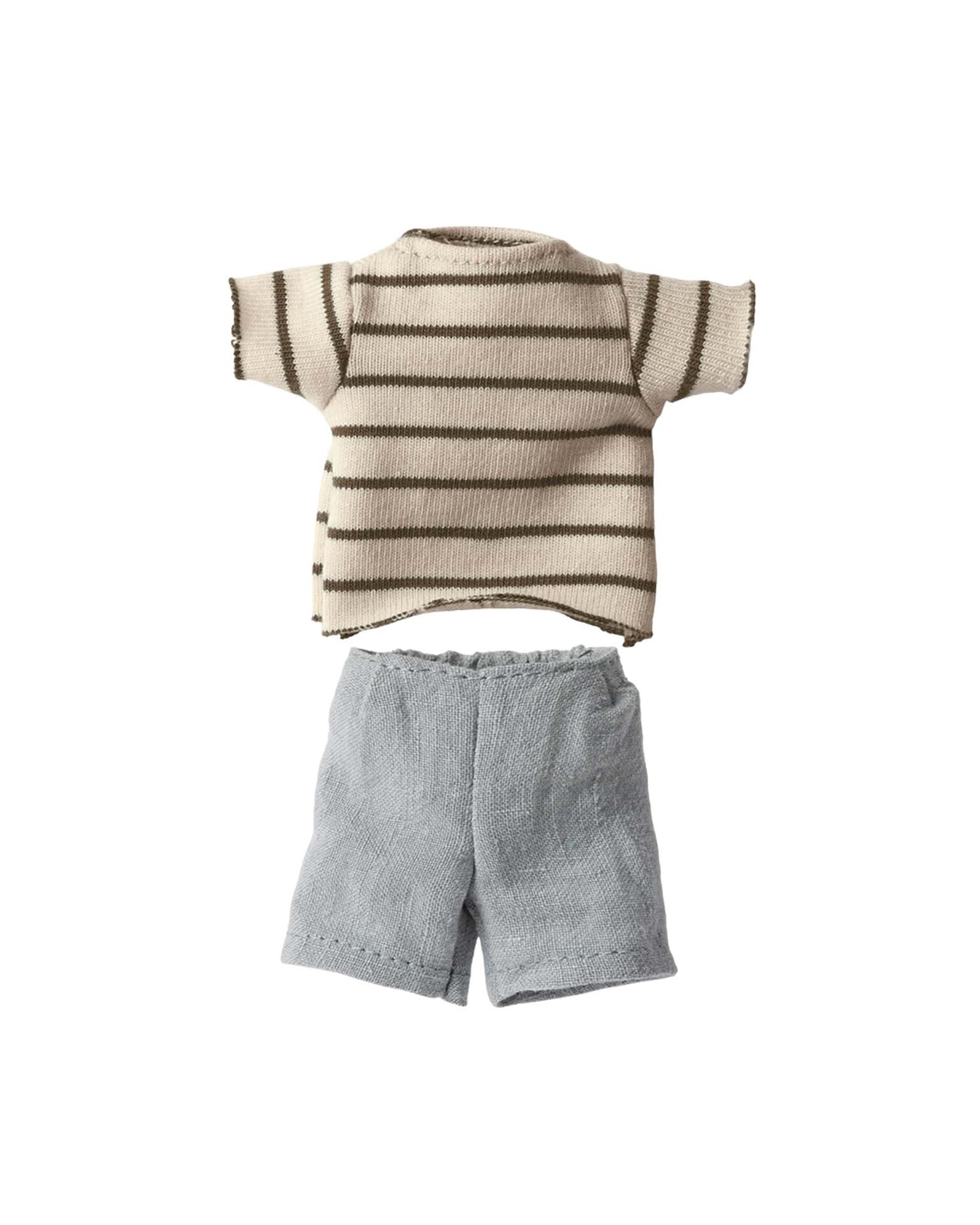 Maileg Striped Blouse And Shorts In Size 1