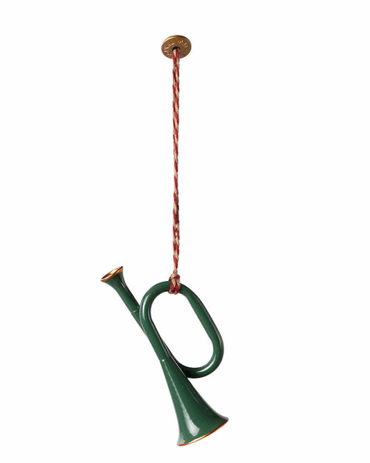 Maileg Trumpet Metal Ornament In Dark Green