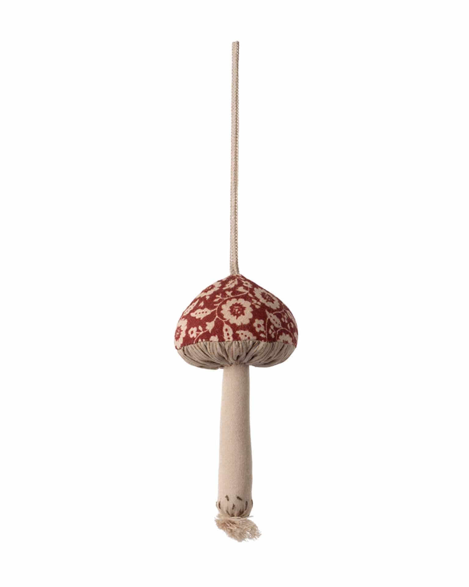 Maileg Winter Flower Mushroom Ornament In Red