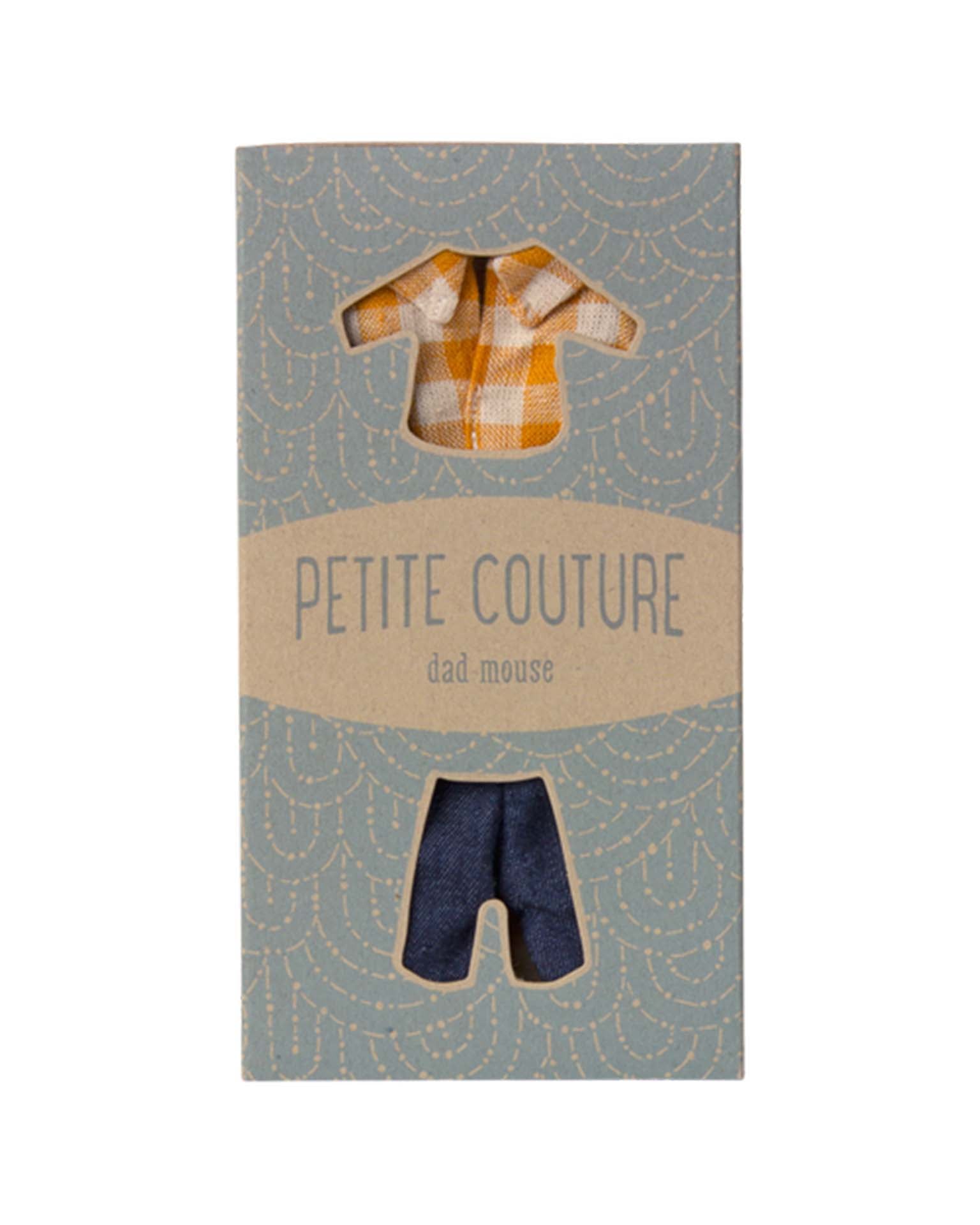 Maileg Yellow Checked Shirt And Pants, Dad Mouse