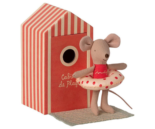  Maileg - Beach Mice, Little Sister In Cabin De Plage