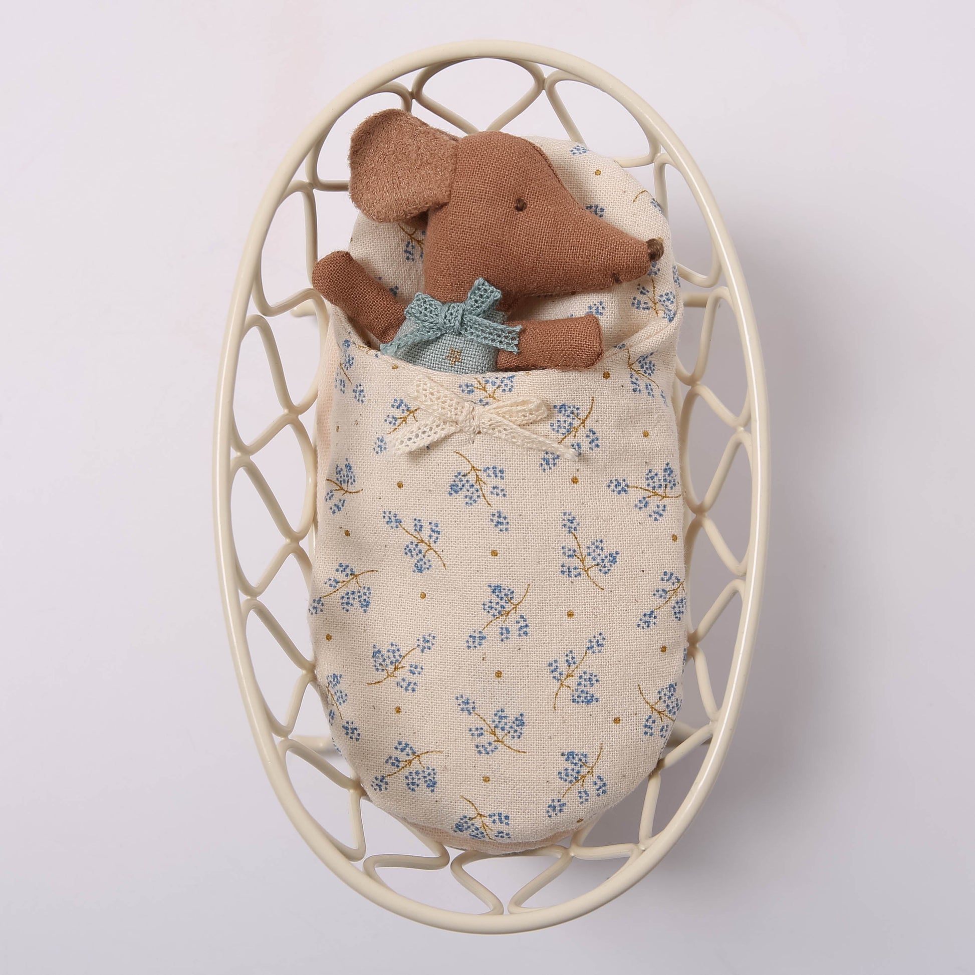 Maileg Sleepy Wakey Baby Mouse In Matchbox | Blue