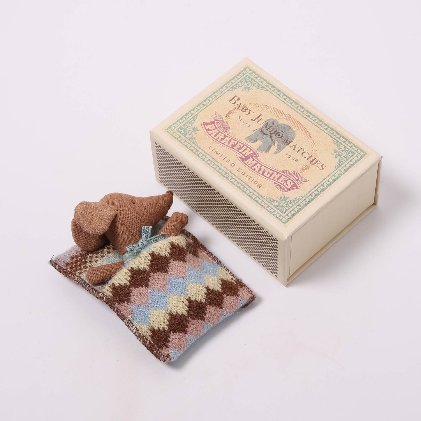 Maileg Sleepy Wakey Baby Mouse In Matchbox | Blue