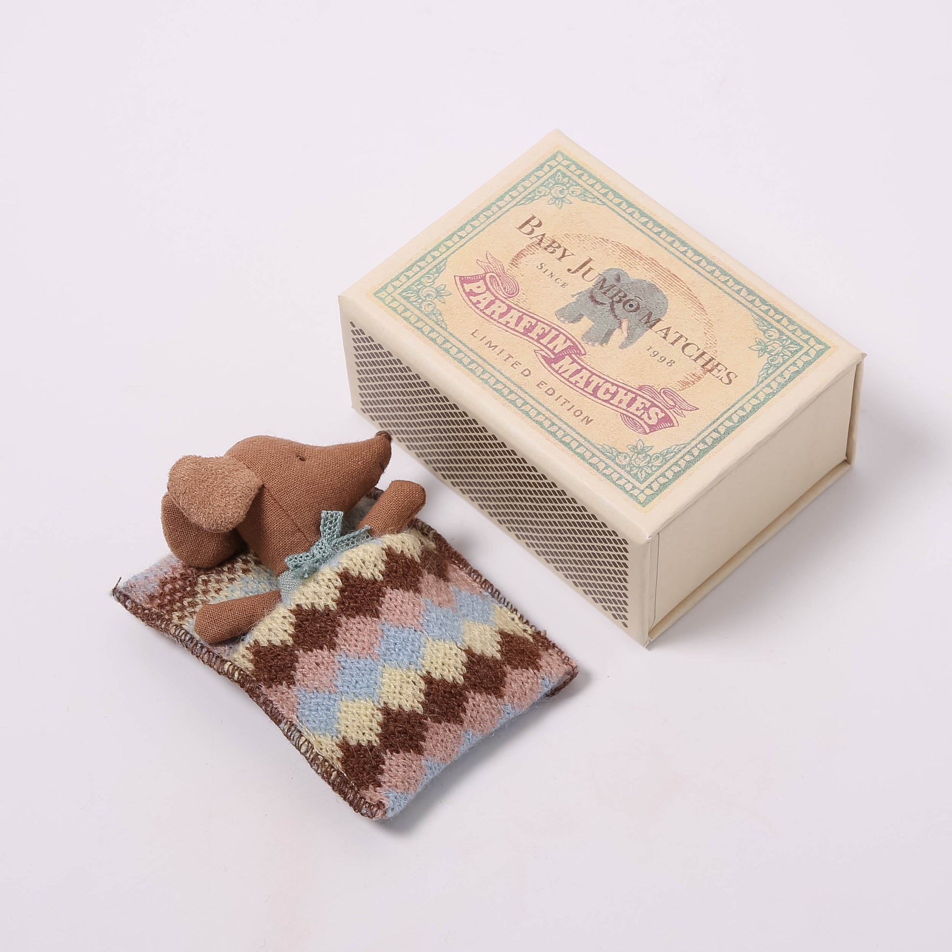 Maileg Sleepy Wakey Baby Mouse In Matchbox | Blue