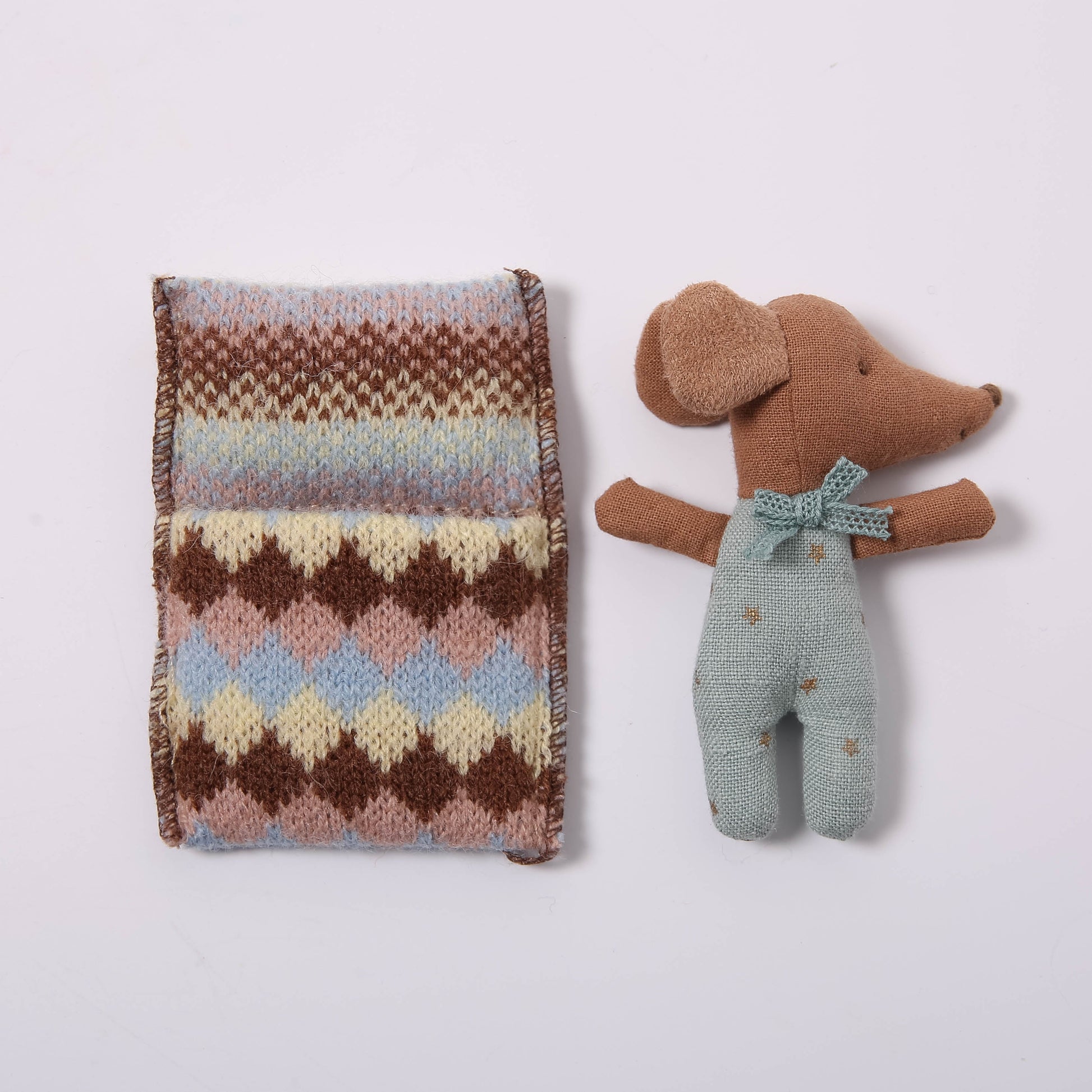 Maileg Sleepy Wakey Baby Mouse In Matchbox | Blue
