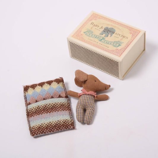 Maileg Sleepy Wakey Baby Mouse In Matchbox | Rose