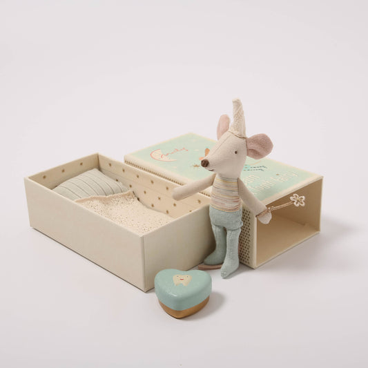 Maileg Tooth Fairy Mouse In Matchbox | Blue